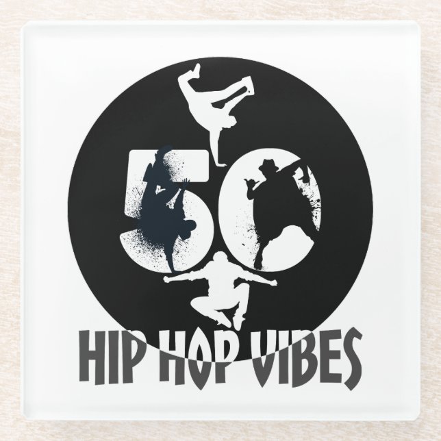 Hip Hop Vibes.w Glass Coaster (Front)