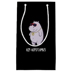 Hip-Hopotamus Funny Hippo Pun Dark BG Small Gift Bag
