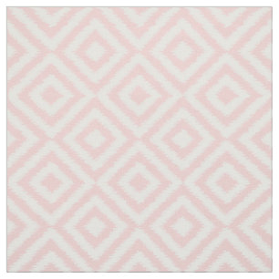 Hip Light Pink Ikat Diamond Squares Mosaic Pattern Fabric