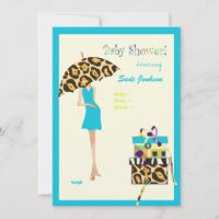 Hip Mama Baby Shower/ blue dress / leopard spots