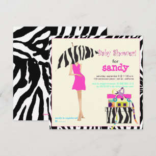 Hip mama, zebra baby shower invitation