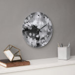 Hip Modern Black Grey White Abstract Geometric Art Large Clock<br><div class="desc">Unique beautiful contemporary black,  white,  light medium and dark grey modern geometric brush strokes art pattern. Chic home decor accent design for the modern and hip trendsetter,  or industrial art motif lover. Unique,  pretty,  decorative,  fashionable and trendy design for the professional decorator and interior designer.</div>