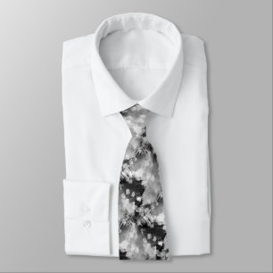 Hip modern Black Grey White Brushstrokes Art Tie