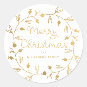 Hip Modern Gold White Christmas Card Envelope Seal