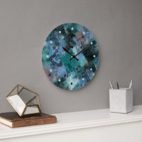 Hip Modern Teal Green Violet Blue Brushstrokes Art
