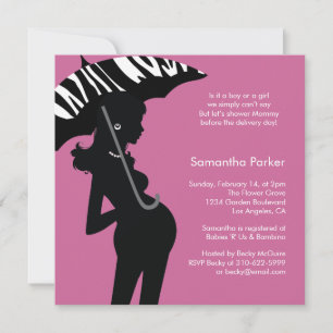 Hip Mum Umbrella Baby Shower Invitation Card