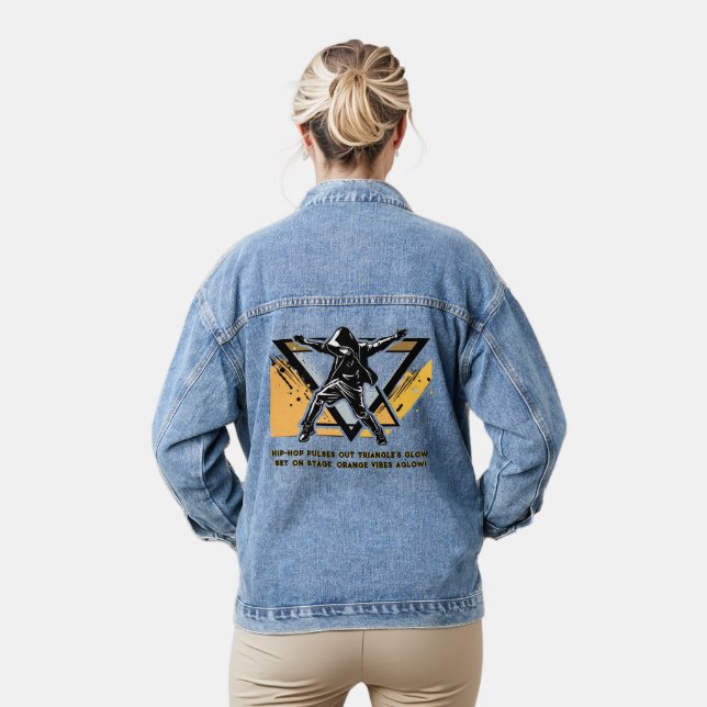 Hip Orange Vibes  Denim Jacket (Model)