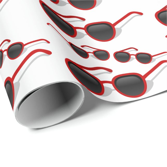 Hip Pairs of Red Sunglasses on White Custom Colour Wrapping Paper (Roll Corner)