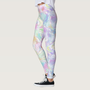 Hip Pastel Pink Violet Blue Green Turquoise Swirls Leggings