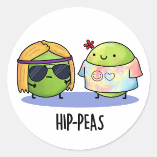 Hip-peas Funny Hippie Peas Pun Classic Round Sticker