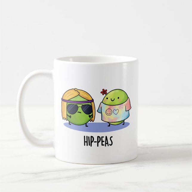 Hip-peas Funny Hippie Peas Pun  Coffee Mug (Left)