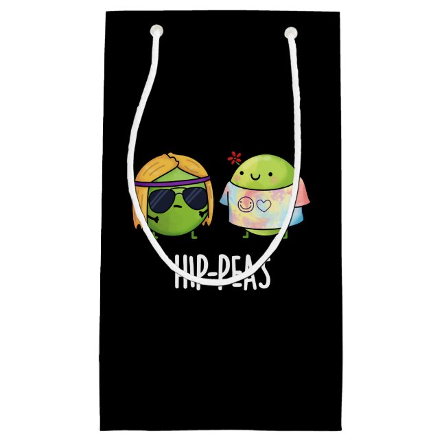 Hip-peas Funny Hippie Peas Pun Dark BG Small Gift Bag (Front)
