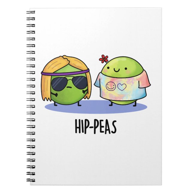 Hip-peas Funny Hippie Peas Pun  Notebook (Front)