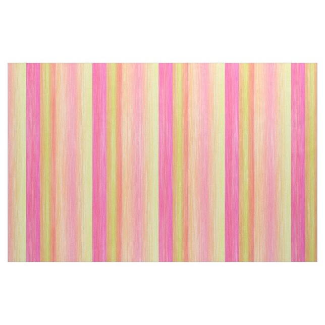 Hip Pink Lime Yellow Coral Red Stripes Pattern Fabric (Fat Quarter)