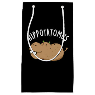 Hip-potato-mus Funny Hippo Pun Dark BG Small Gift Bag