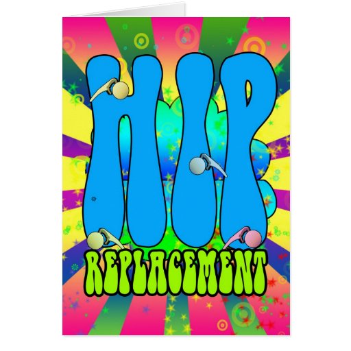 Image of Hip Replacement Hippie retro 60's card, psychedeli