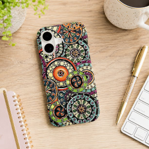 Hip Retro Chic Funky Floral Circles Art Pattern