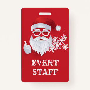 Hip Santa Claus Papercut Christmas Event Staff ID Badge
