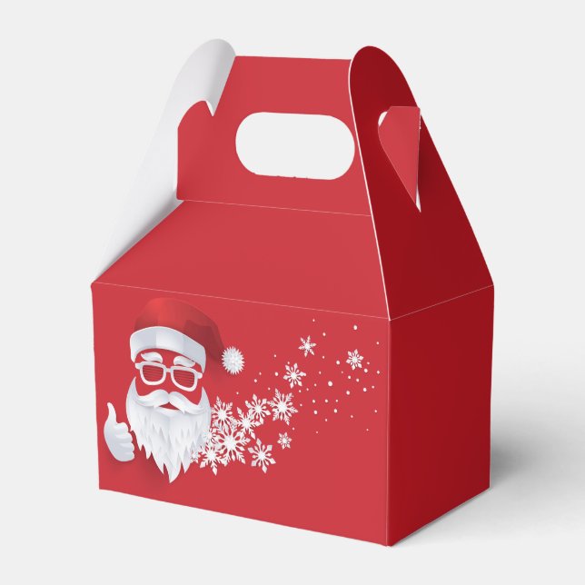 Hip Santa Claus Papercut on Red Christmas Favour Box (Front Side)