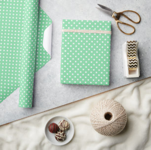 Hip Shamrock Mint Green White Polkadots Pattern Wrapping Paper