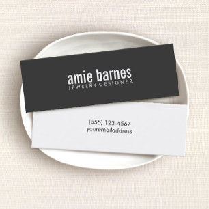 Hip Simple and Bold Black and White Mini Business Card