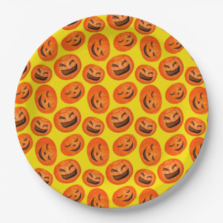 Hip spooky pumpkin Halloween party supplies yellow Paper Plate