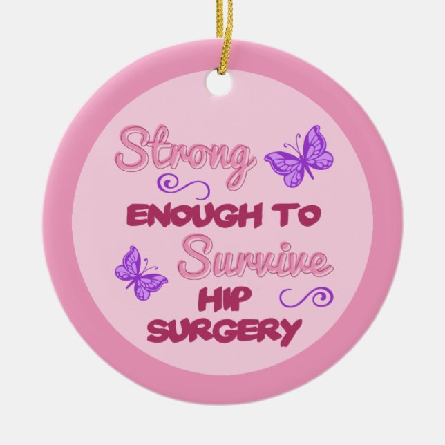 Hip Surgery Recovery Ceramic Tree Decoration (Front)