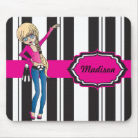 Hip Teen Girl with Black and White Stripes