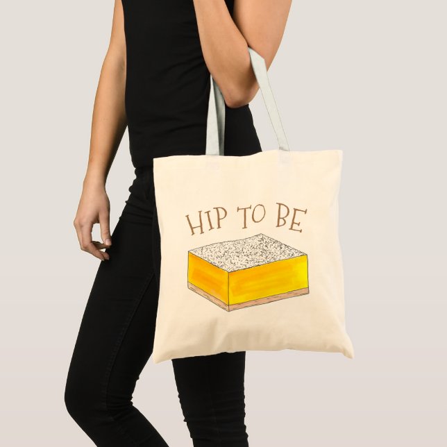 Hip To Be (Lemon) Square Bar Foodie Dessert Yellow Tote Bag (Front (Product))