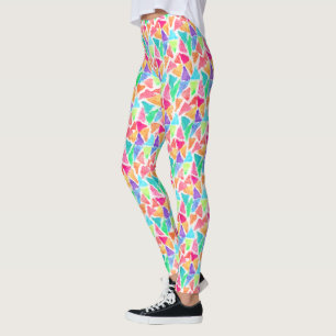 Hip Triangle Polygon Mosaic Watercolor Art Pattern Leggings