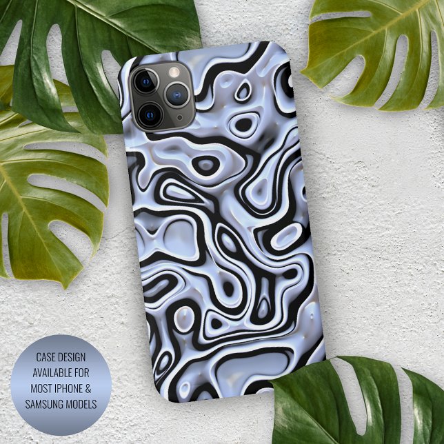 Hip Violet Blue Grey Black 3D Liquid Art Pattern iPhone Case (Creator Uploaded)