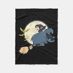 Hip Witch Hat Riding Broom Stick Zoo Animal Lover Fleece Blanket
