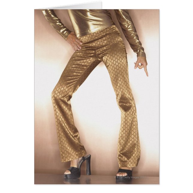 Hip woman in gold disco dancing (Front)