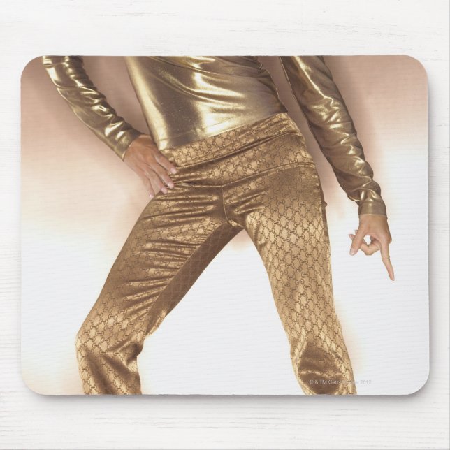 Hip woman in gold disco dancing mouse mat (Front)