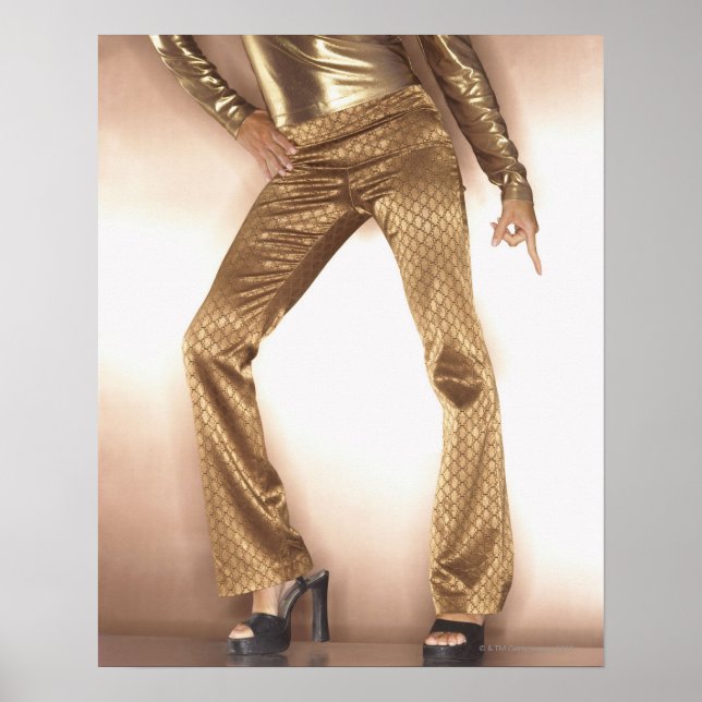 Hip woman in gold disco dancing poster (Front)
