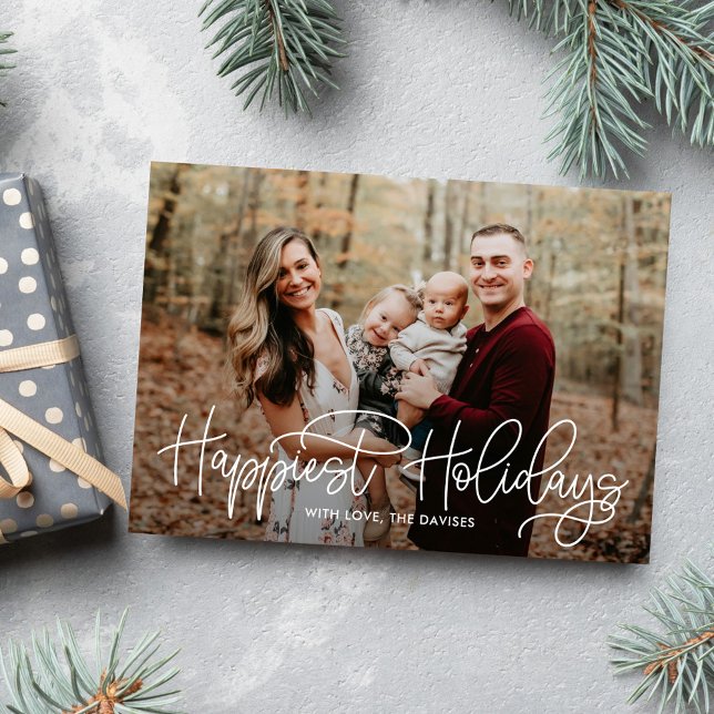 Hip Writing Happiest Holidays Photo Card (Creator Uploaded)