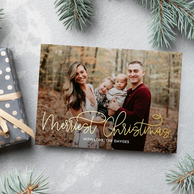 Hip Writing Real Foil Merriest Christmas Card (Creator Uploaded)