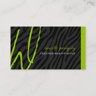 Hip Zebra Print Monogram Business Cards