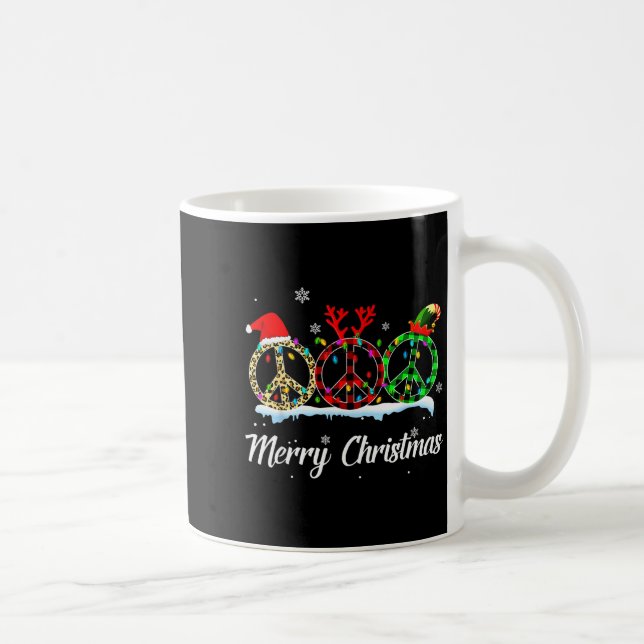 Hipe Peace Sign Santa Hat Reindeer Merry Christmas Coffee Mug (Right)