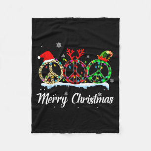 Hipe Peace Sign Santa Hat Reindeer Merry Christmas Fleece Blanket