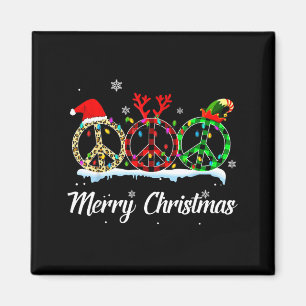 Hipe Peace Sign Santa Hat Reindeer Merry Christmas Magnet