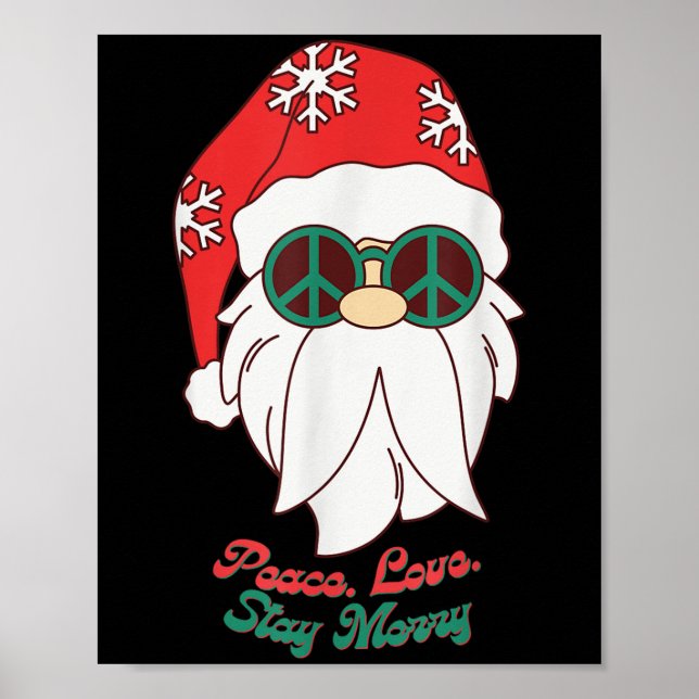 Hipe Santa Groovy Peace Sign Funny Christmas  (Front)