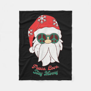 Hipe Santa Groovy Peace Sign Funny Christmas  Fleece Blanket