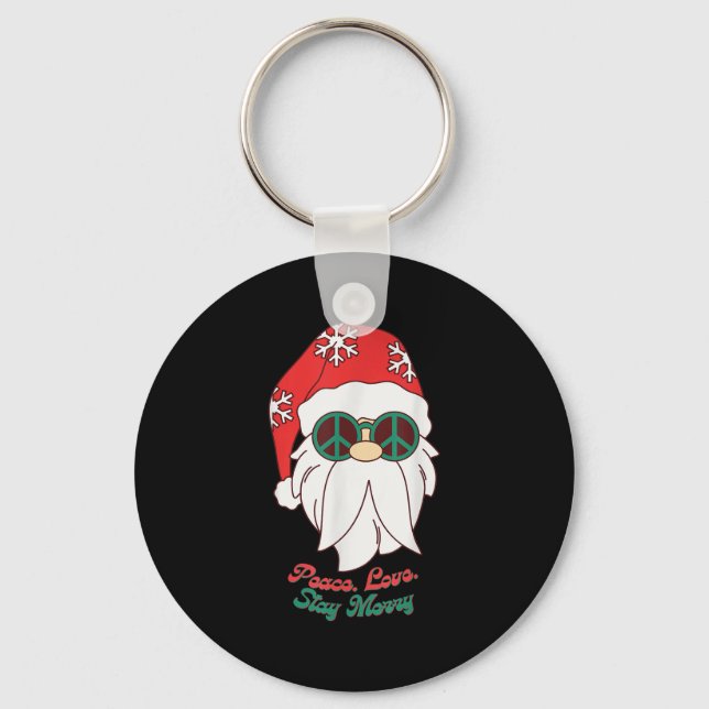 Hipe Santa Groovy Peace Sign Funny Christmas  Key Ring (Front)