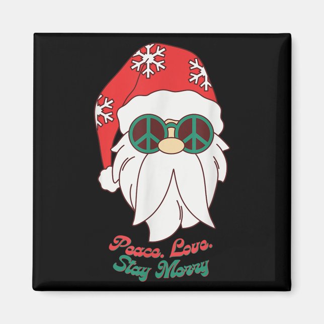 Hipe Santa Groovy Peace Sign Funny Christmas  Magnet (Front)