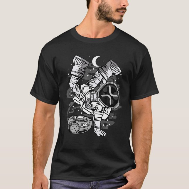 Hiphop Astronaut Ripple XRP Coin To The Moon Crypt T-Shirt (Front)
