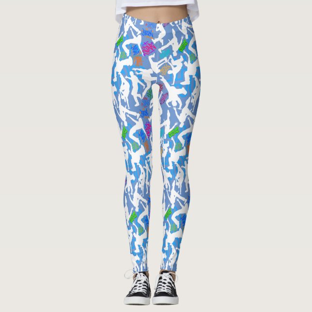 HipHop Dance Pattern.w L Blue BG Leggings (Front)