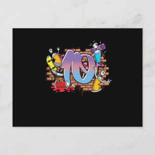 Hiphop Dancer Graffiti Artist Typography 10th Birt Postcard