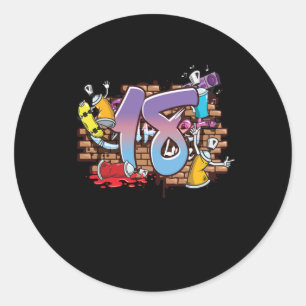 Hiphop Dancer Graffiti Artist Typography 18th Birt Classic Round Sticker