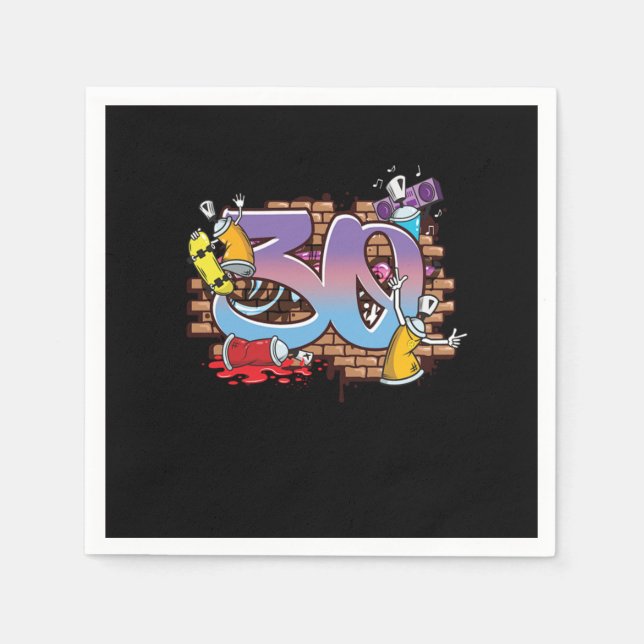 Hiphop Dancer Graffiti Artist Typography 30th Birt Napkin (Front)